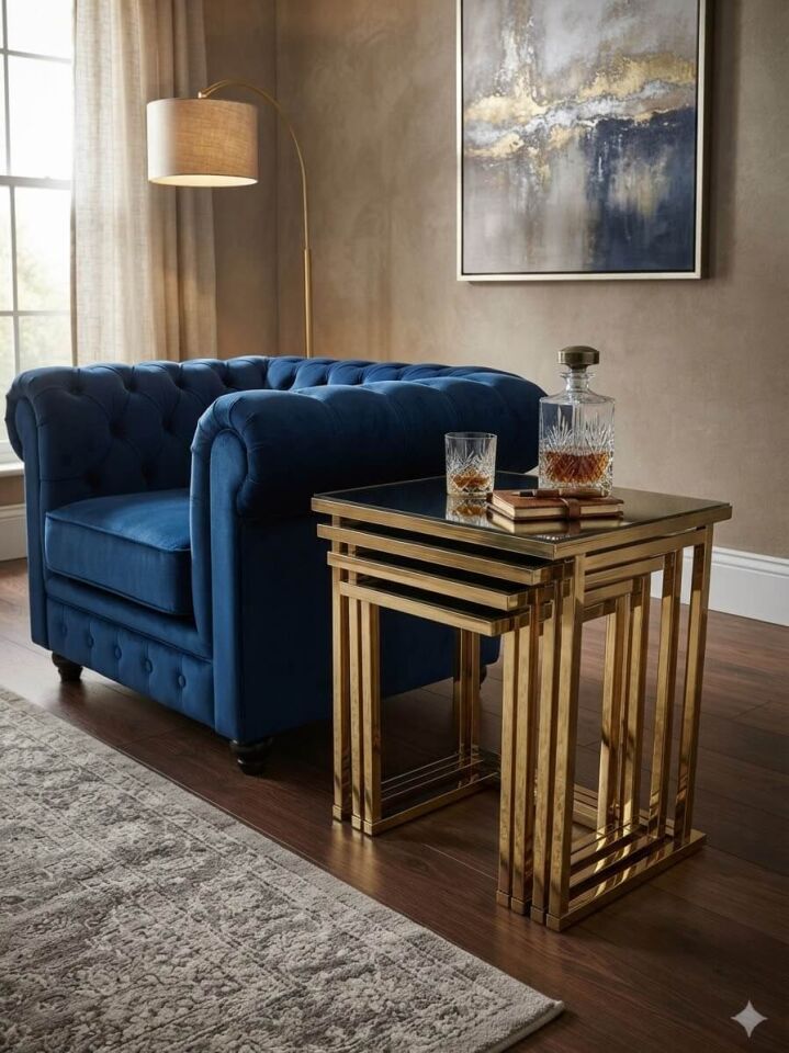 SANTE GOLD RENK KAPLAMA DÖRTLÜ ZİGON SEHPA