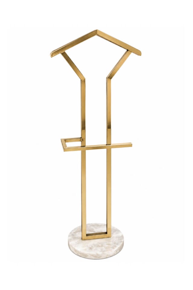 Gold Metal Gövdeli Beyaz Mermer Tabanlı Modern Dilsiz Uşak