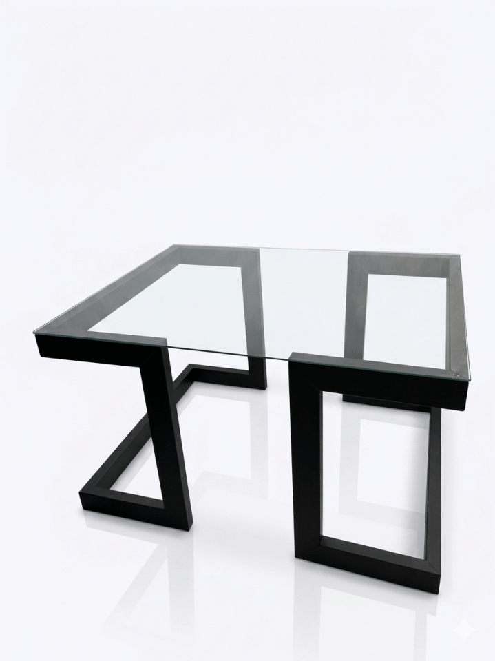 Minimalist ve Modern Cam Siyah Orta Sehpa