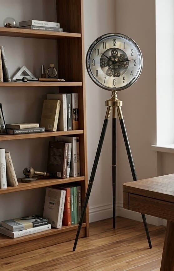 Çark Mekanizmalı Metal Tripod Ayaklı Saat