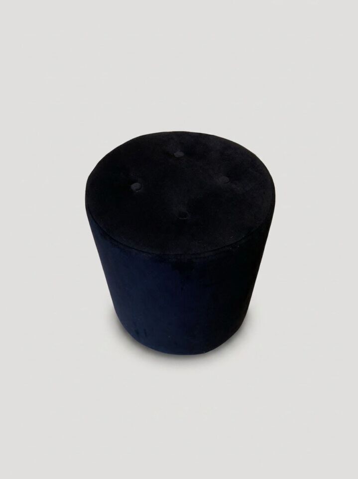 Modern Siyah Kadife Puf / Yuvarlak Oturma Pufu