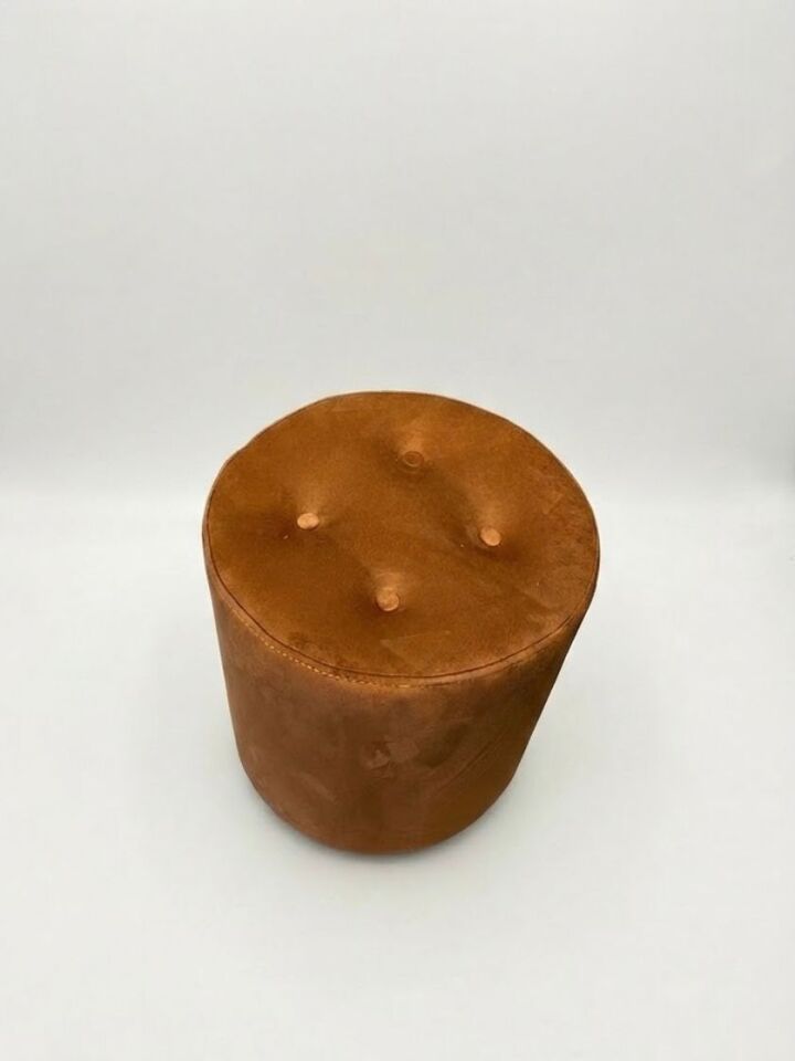 Modern Turuncu Kadife Puf / Yuvarlak Oturma Pufu