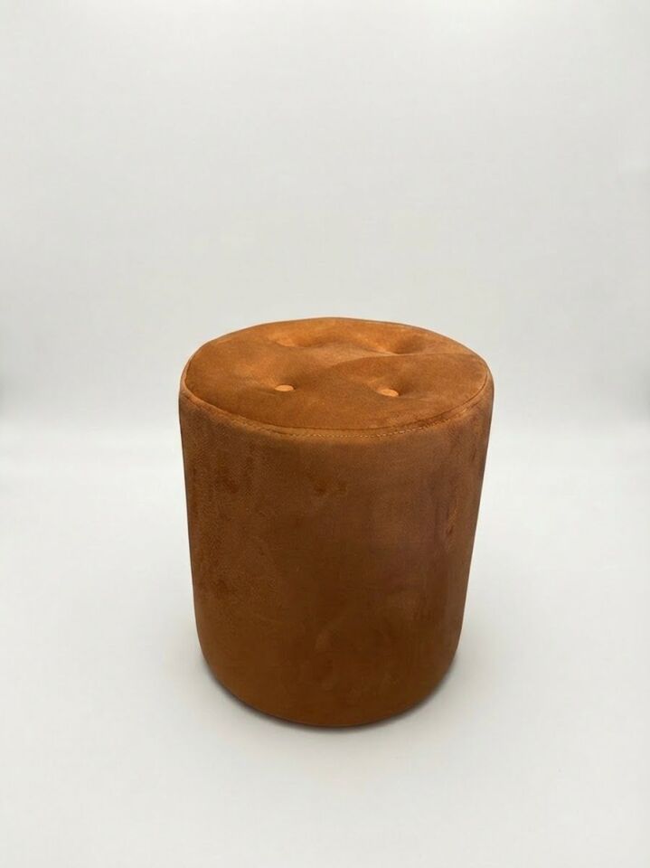 Modern Turuncu Kadife Puf / Yuvarlak Oturma Pufu