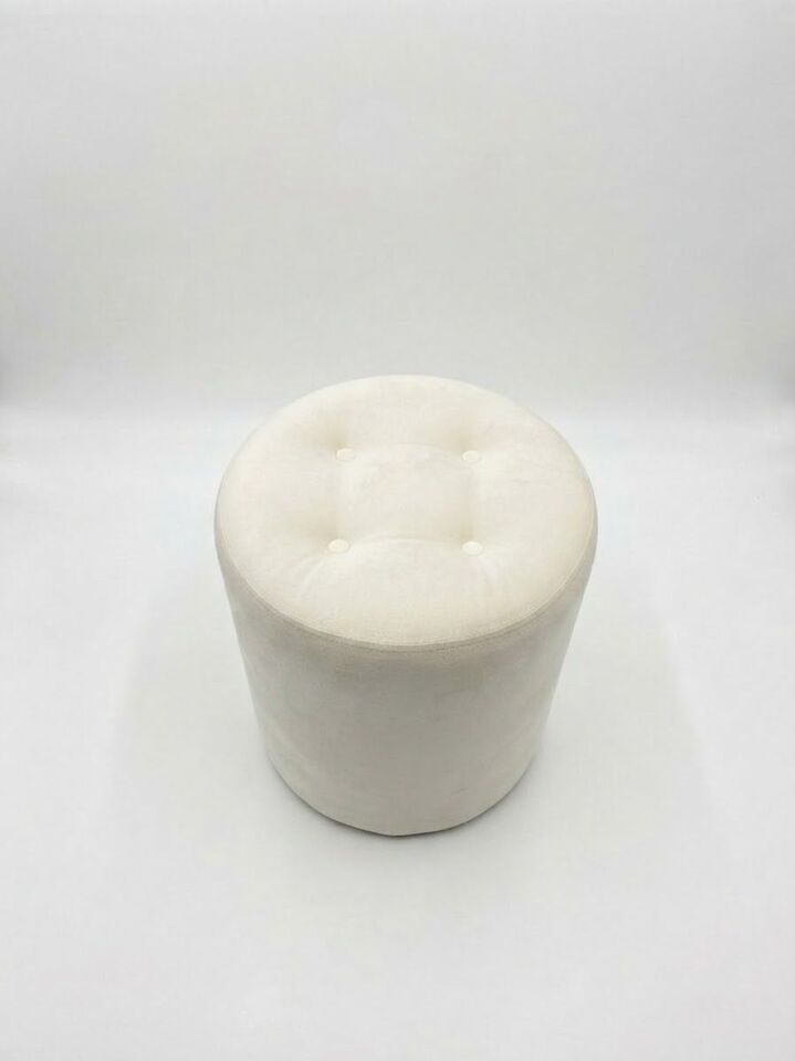 Modern Krem Kadife Puf / Yuvarlak Oturma Pufu