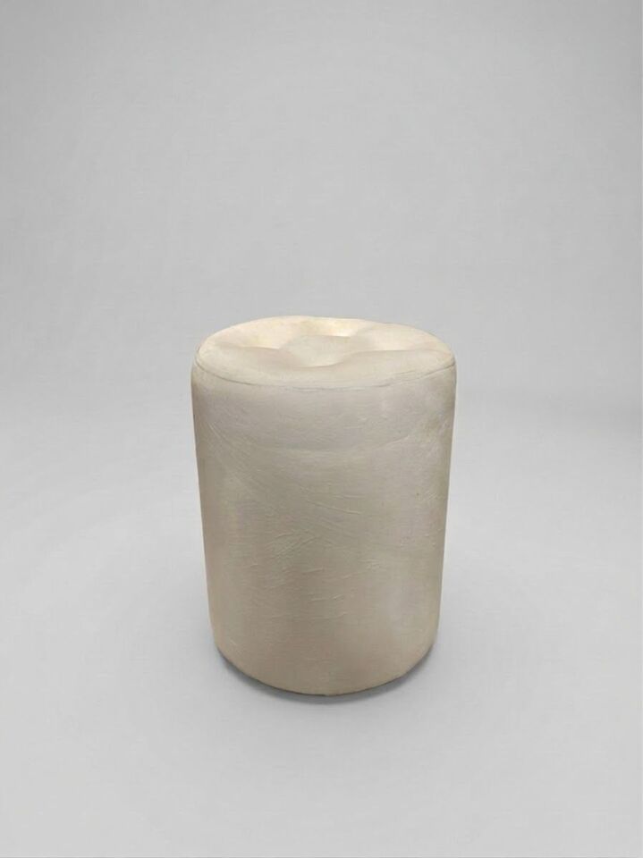 Modern Krem Kadife Puf / Yuvarlak Oturma Pufu