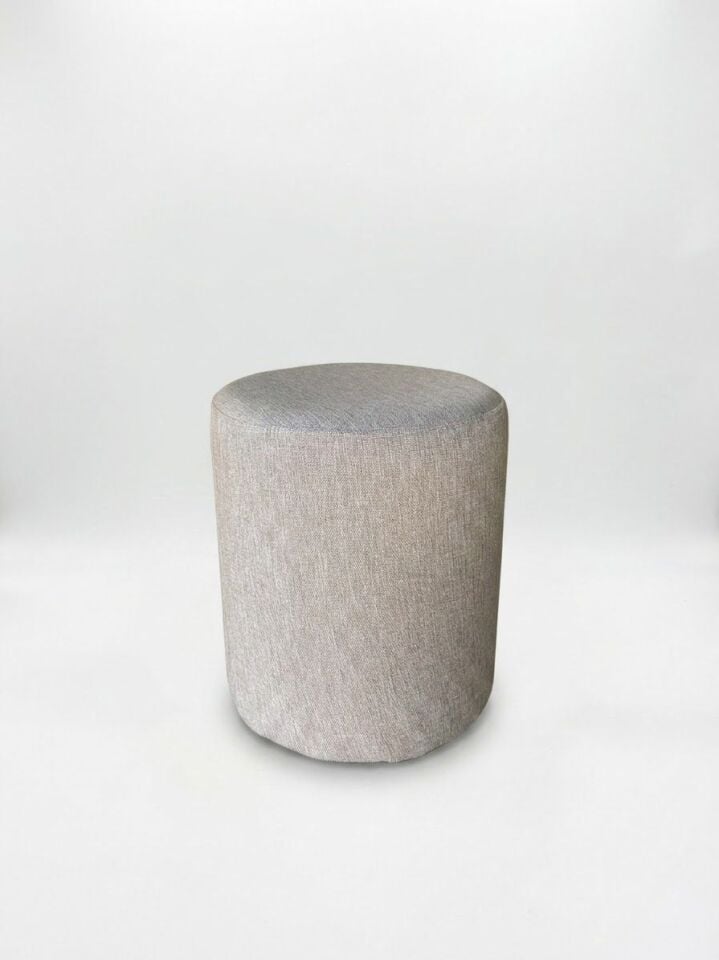 Modern Keten Dokulu Silindir Puf / Dekoratif Oturma Pufu