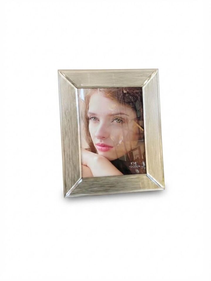 Gold Simli ve Parıltılı Cam Dekoratif Fotoğraf Çerçevesi