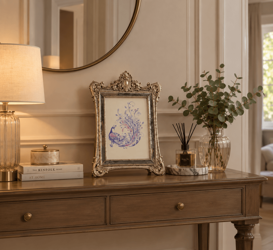 Barok Tasarımlı Eskitme Gold Dekoratif Fotoğraf Çerçevesi
