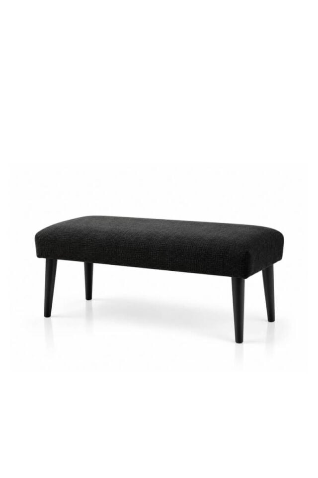 Siyah Dokulu Kumaş Döşemeli Siyah Ayaklı Modern Bench
