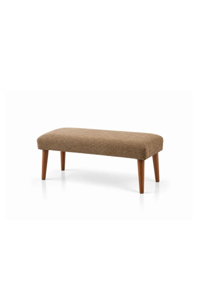 Vizon Dokulu Kumaş Döşemeli Ahşap Ayaklı Modern Bench