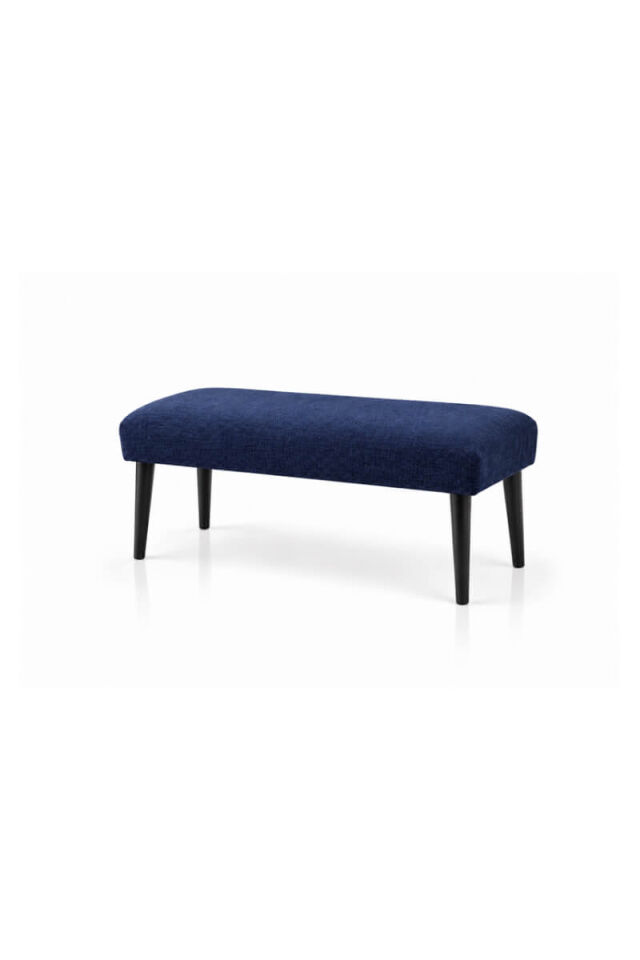 Lacivert Dokulu Kumaş Döşemeli Siyah Ayaklı Modern Bench
