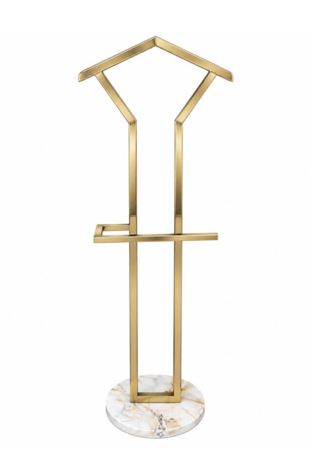 Bronz Metal Gövdeli Beyaz Mermer Tabanlı Modern Dilsiz Uşak