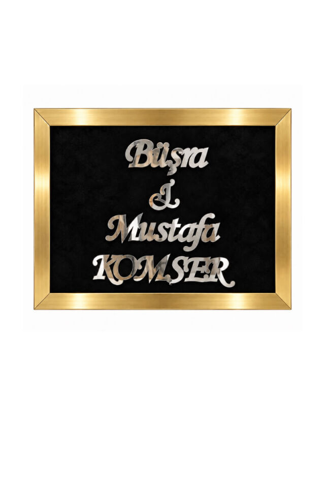 Gold Çerçeveli Kişiye Özel İsimlik ve Paspas Takımı