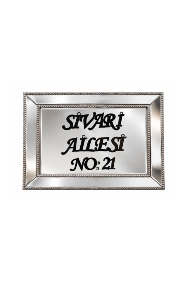 Gümüş Çerçeveli Aynalı Kişiye Özel İsimlik ve Paspas Takımı