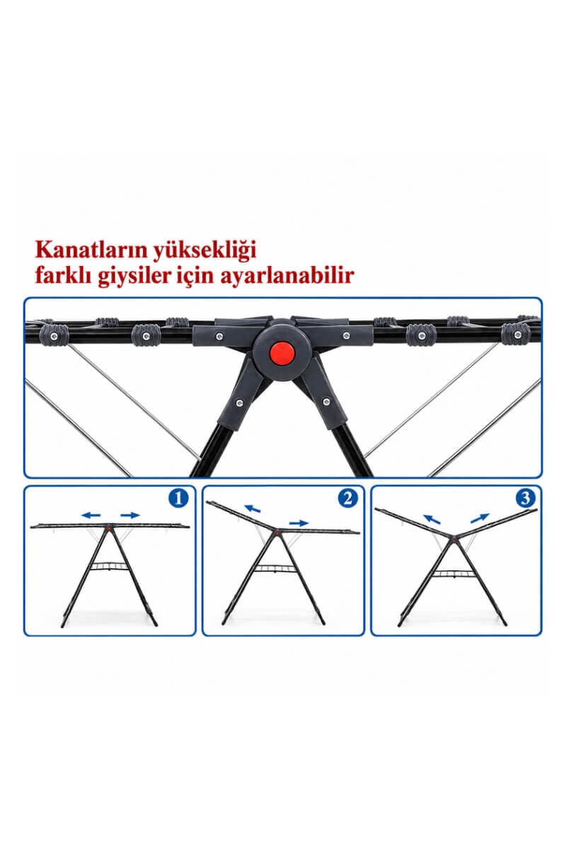 Alüminyum Harbinger Gold Siyah Metal Katlanabilir Kanatlı Çamaşır Kurutmalığı