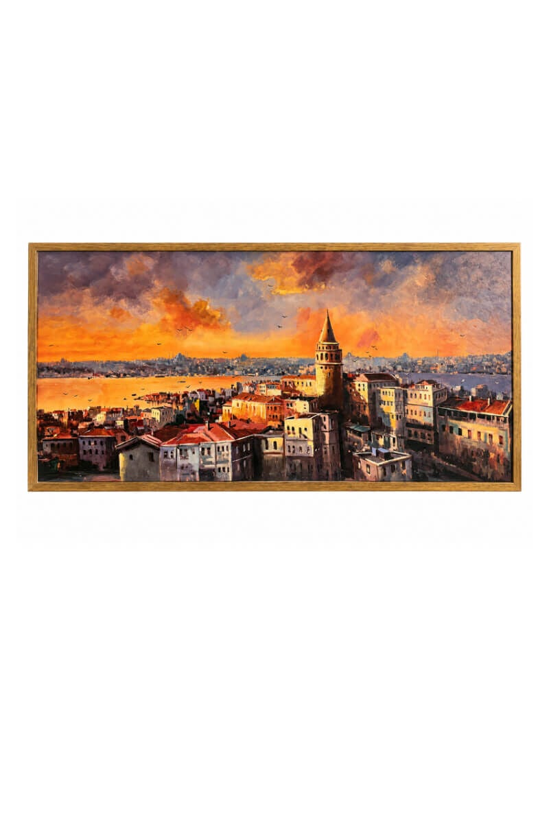 Galata Kulesi Gün Batımı İstanbul Manzaralı Dekoratif Duvar Tablosu